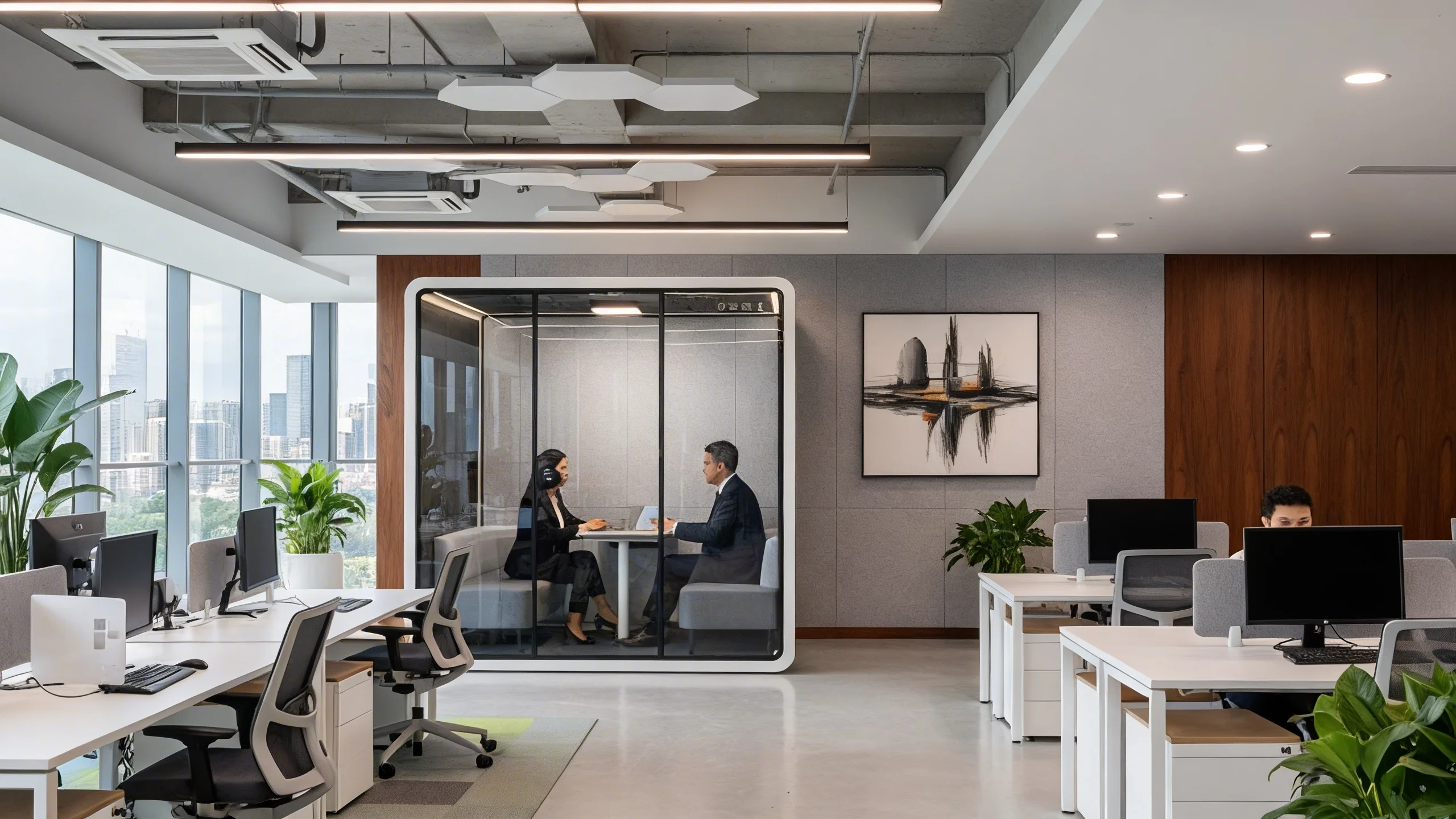SonicHive pod in a modern workspace